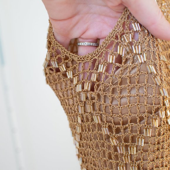 Gold Beaded sleeveless top - Picture 8 of 9